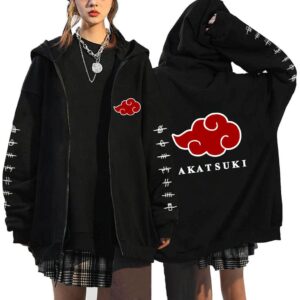 Polera Capucha Cierre Nube Akatsuki de Naruto