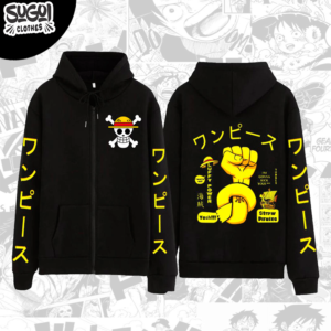 Polera Capucha Cierre Graff Luffy de One Piece