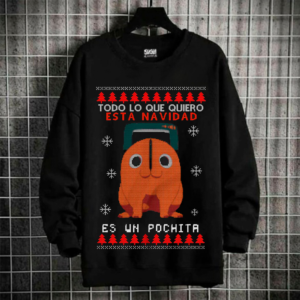 Polera Capucha Pochita Navideño de Chainsaw Man